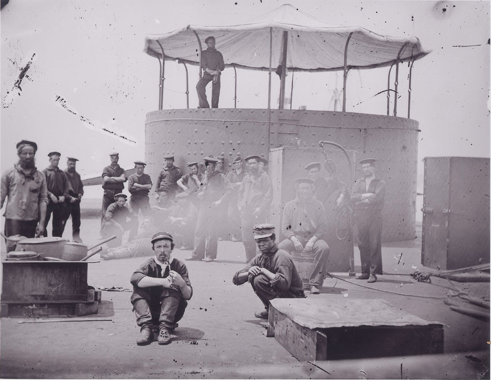 Sailors on deck of U.S.S. Monitor