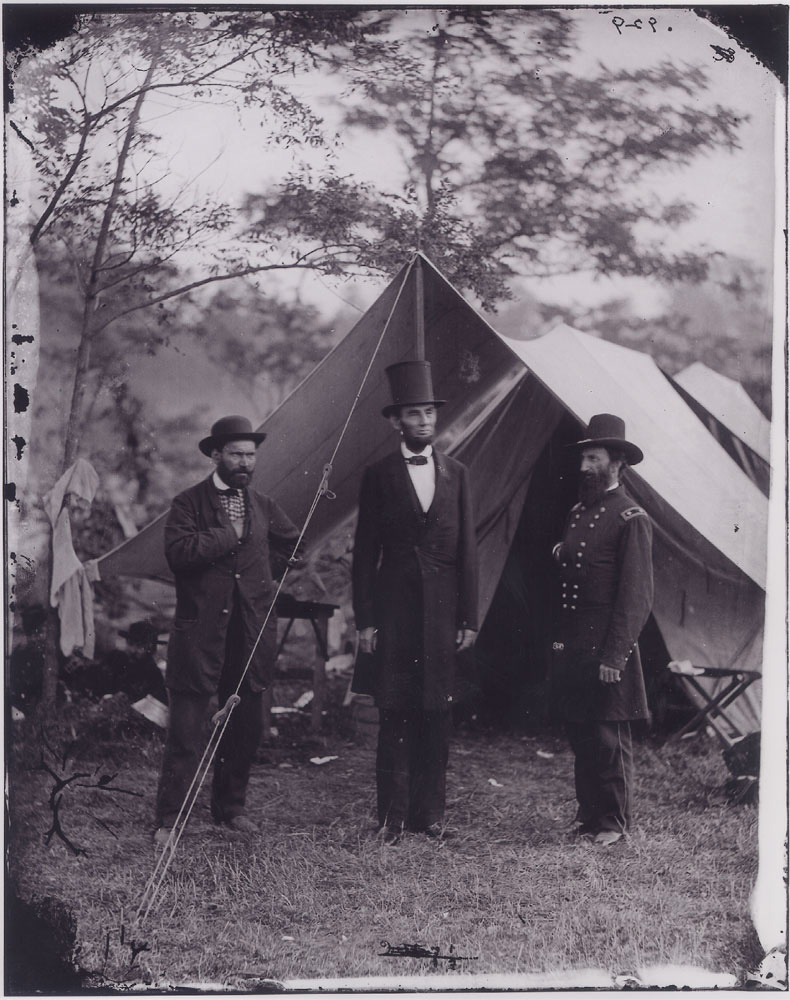 President Abraham Lincoln at a Union camp