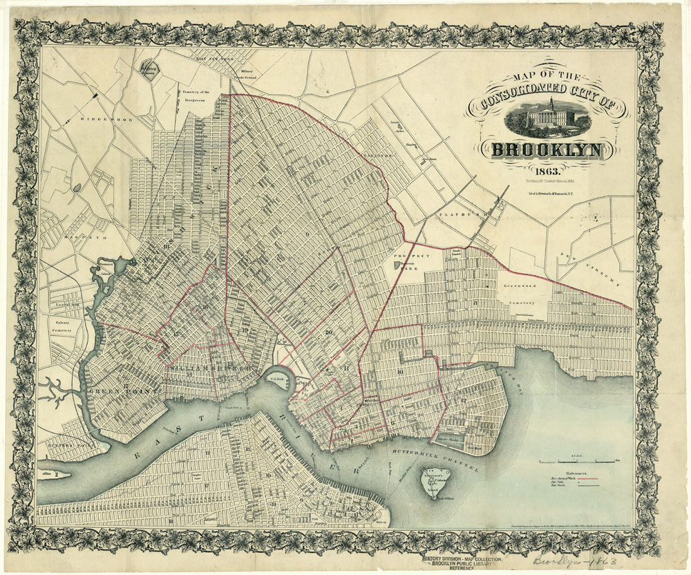 Map of the Consolidated City of Brooklyn, 1863