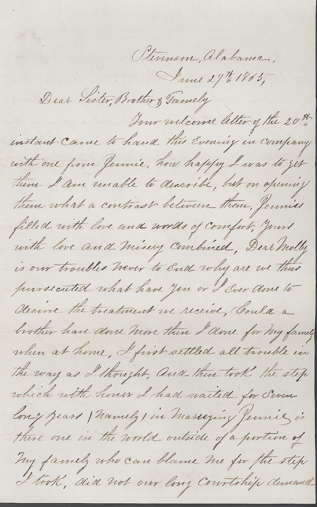 Letter by James W. Vanderhoef, June 27, 1865