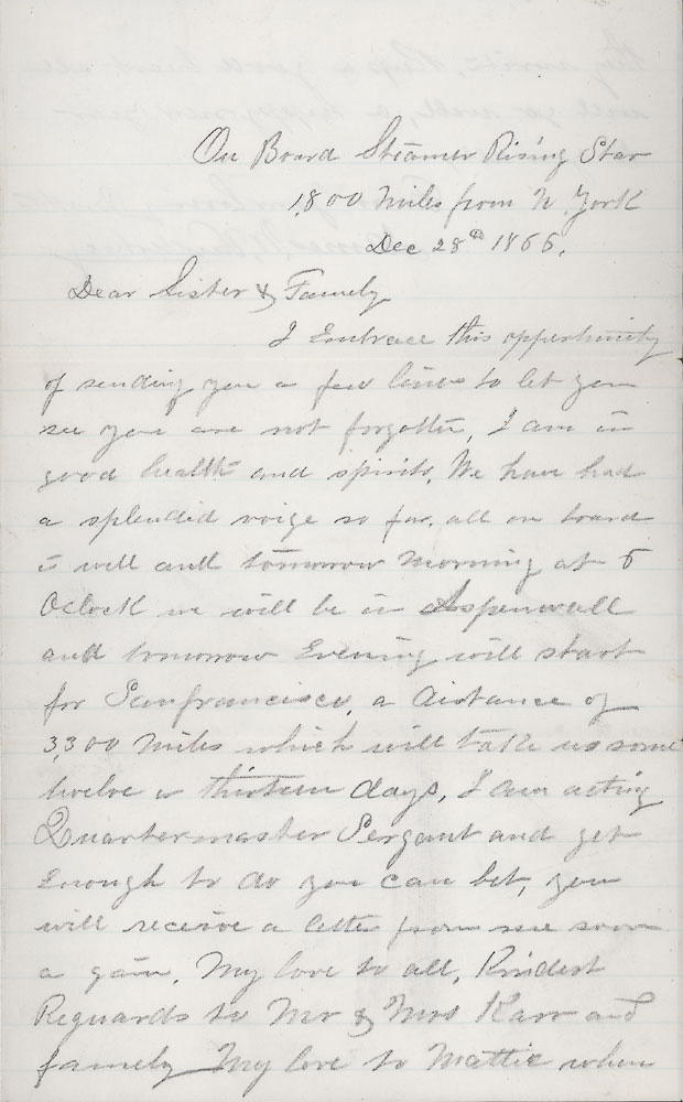 Letter by James W. Vanderhoef, December 28, 1866