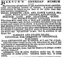 advertisement for Barnum's American Museum