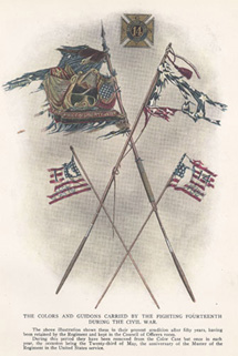 color illustration of Flags of the Brooklyn 14th Regiment